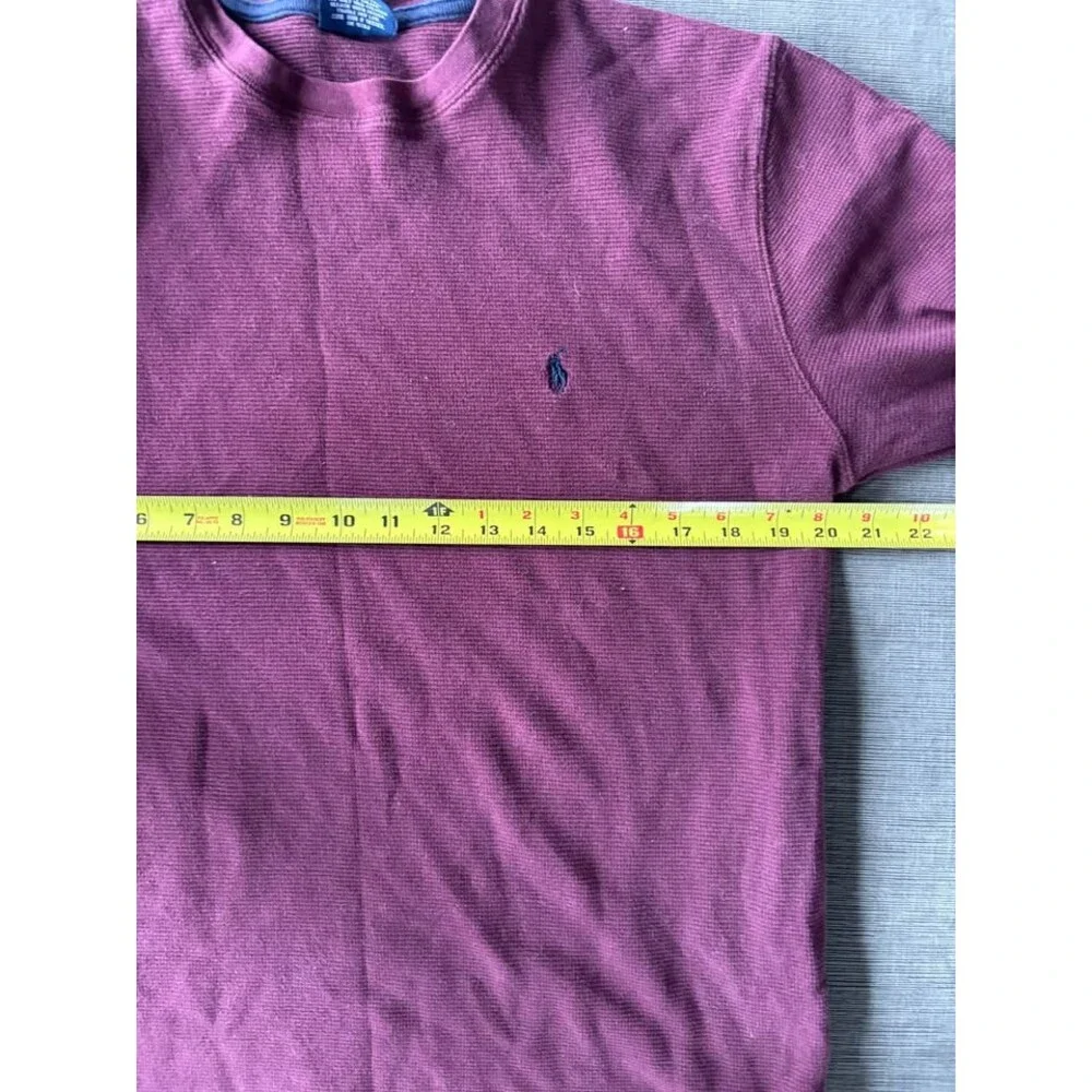 Polo Ralph Lauren Large Maroon Waffle-Knit Thermal Long-Sleeve Shirt